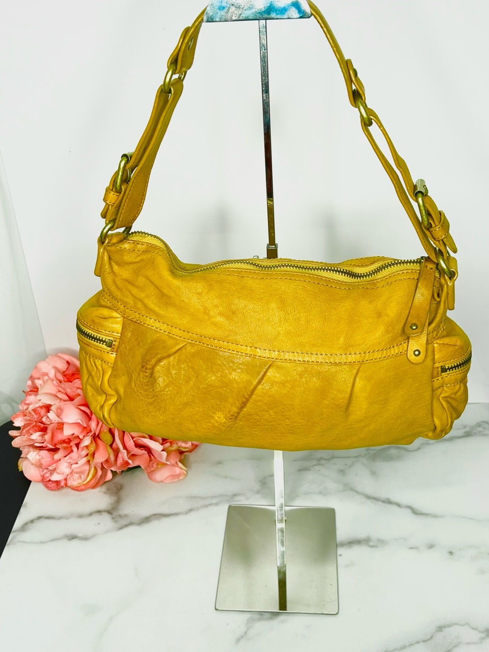 BANANA REPUBLIC Y2K ITALIAN LAMBSKIN LEATHER SLOUCH SHOULDER HOBO BAG